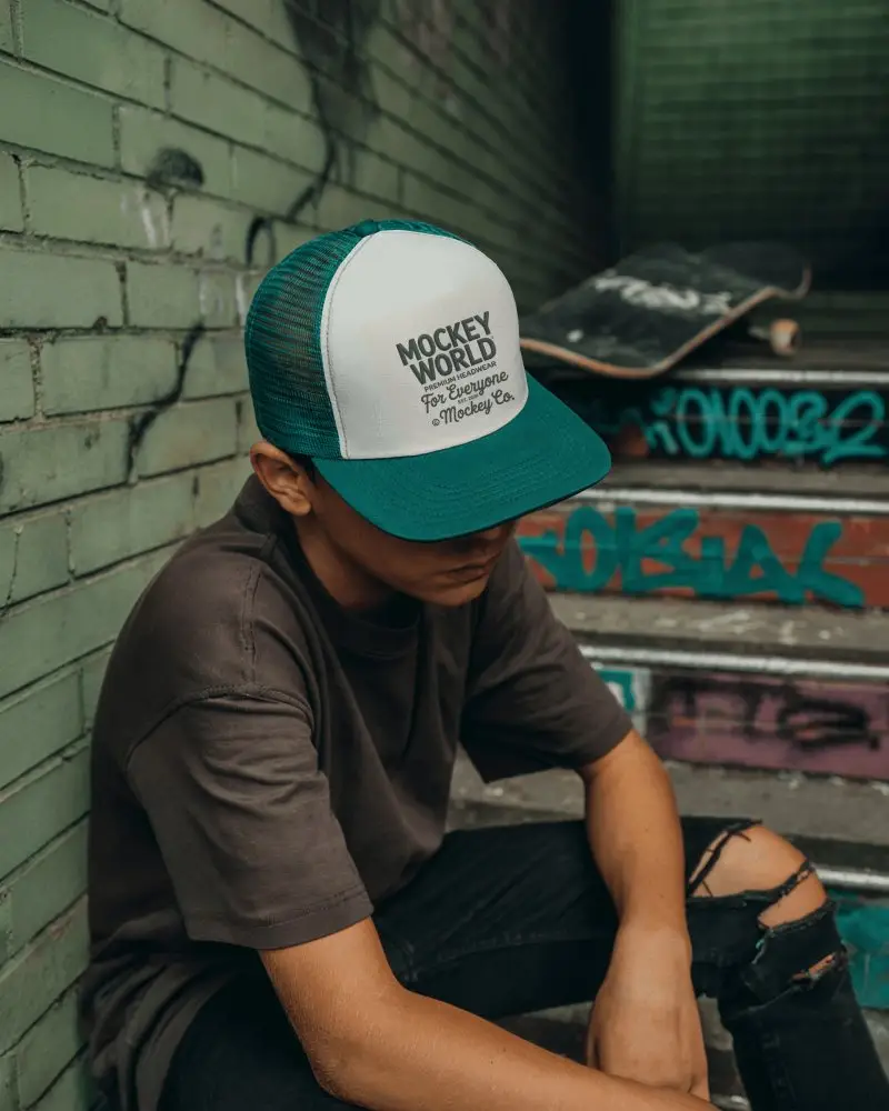 Urban Trucker Hat Mockup For Custom Designs And Personalized Printing Apparel Showcase