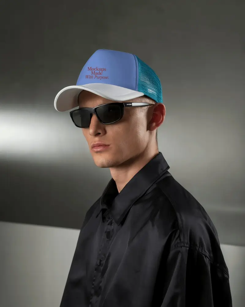 Stylish Trucker Hat Mockup For Custom Branded Headwear Promoting Modern Casual Look