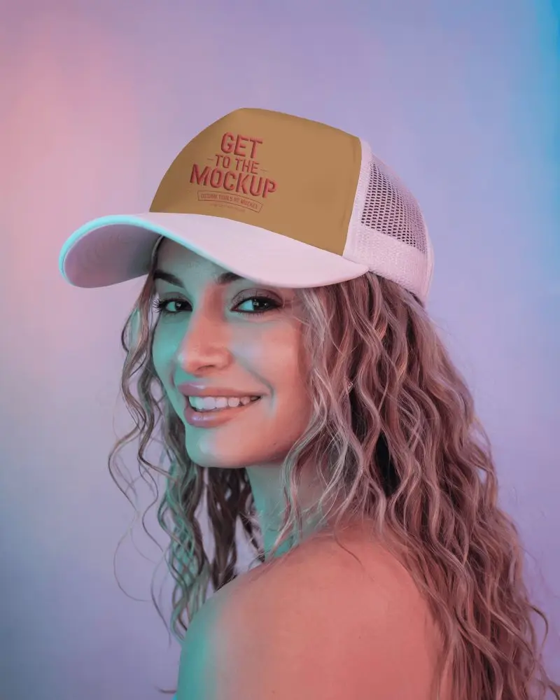 Trendy Trucker Hat Mokcup With Mesh Back For Custom Logo Printing And Promotional Use