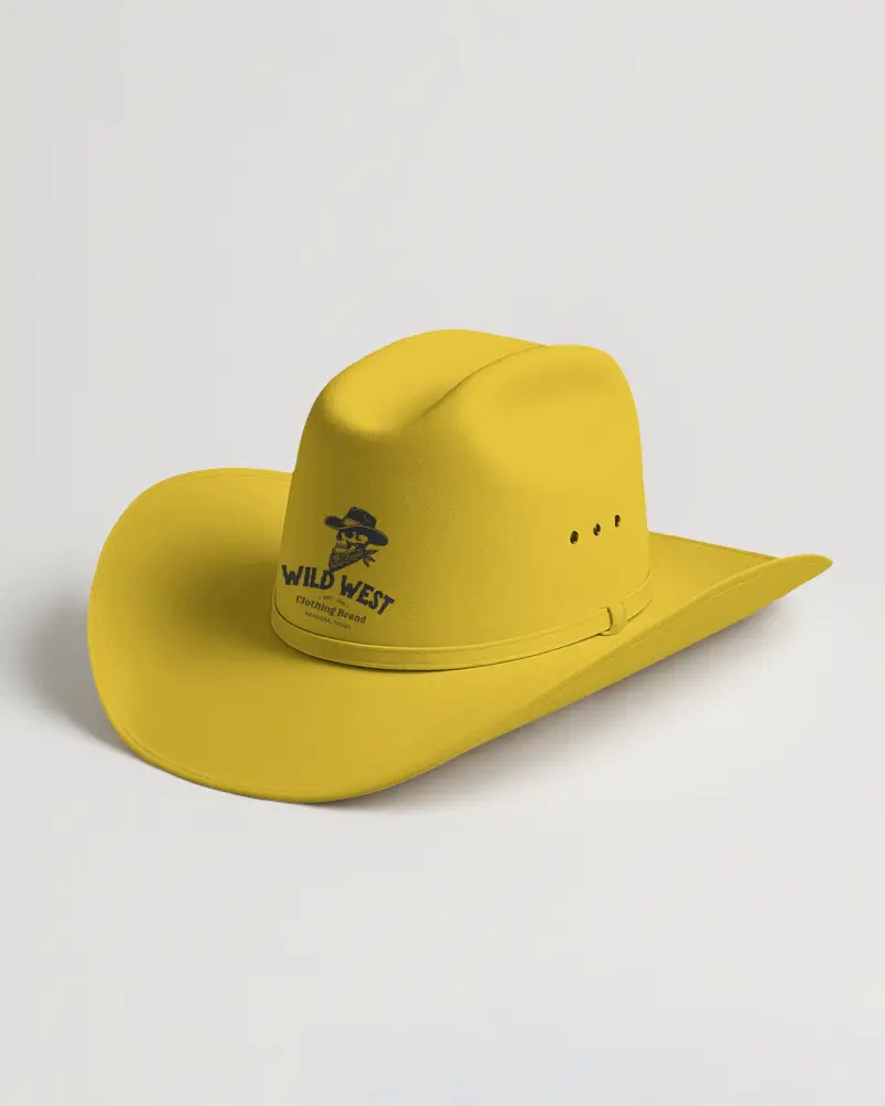 Classic Western Cowboy Hat Mockup Front Angle On Clean Minimal Surface