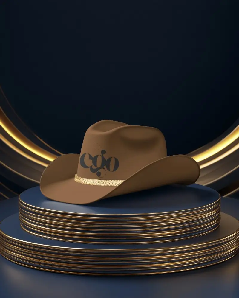 Cowboy Hat Mockup On Luxury Podium With Glowing Accents And Elevated Studio Lighting
