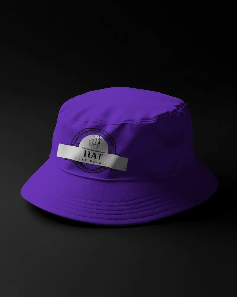Bucket Hat Mockup On Dark Studio Surface With Soft Shadow And Clean Brand Display