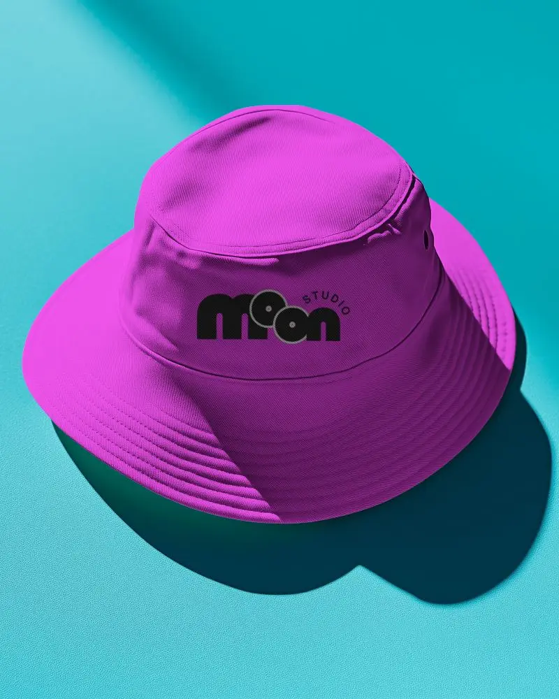 Bucket Hat Mockup On Flat Surface With Bold Shadow And Outdoor Light Styling