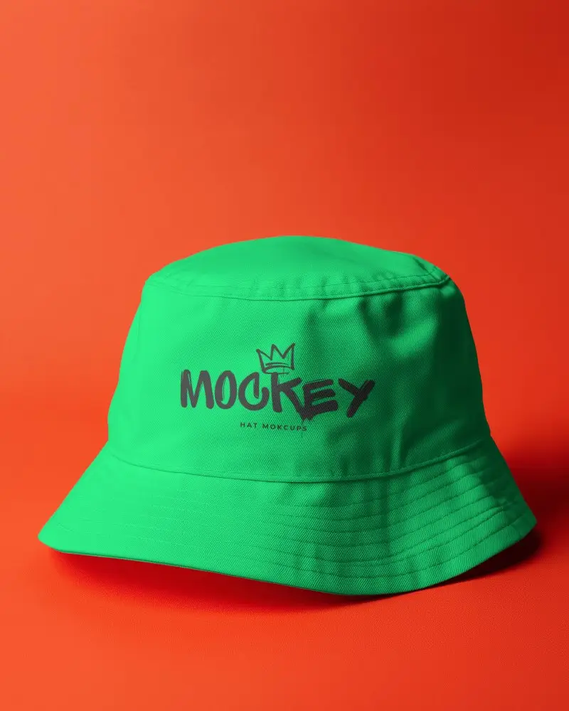 Modern Bucket Hat Mockup Isolated On Bold Background For Product Promotion 061