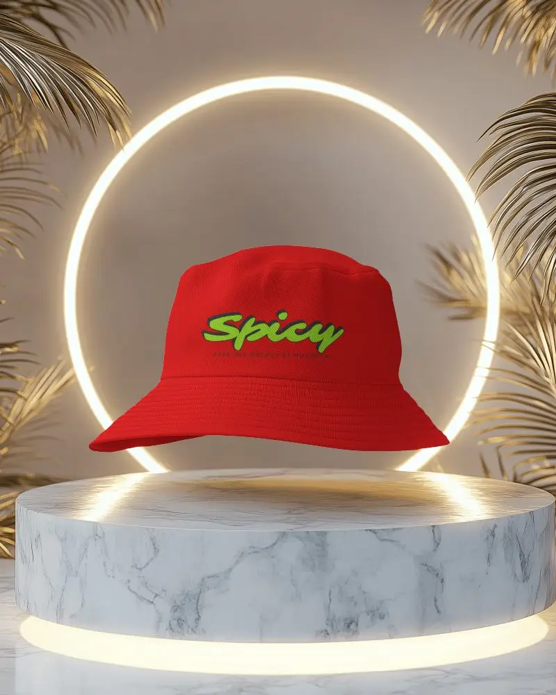 Premium Bucket Hat Mockup In Decorative Lighting Setup Perfect For Brand Spotlight