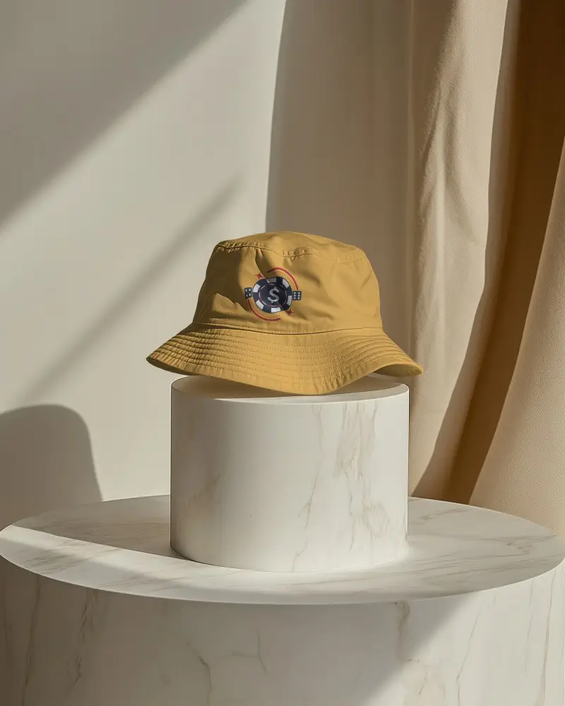 Premium Bucket Hat Mockup In Sunlit Interior Scene With Smooth Shadow Transitions
