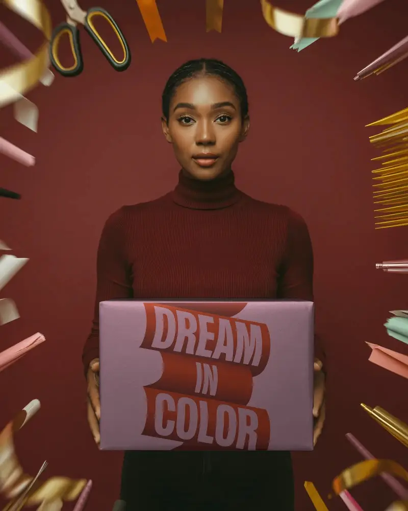 Magical Christmas Gift Box Mockup With Floating Holiday Ribbons And Rich Red Festive Backdrop