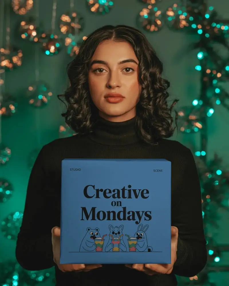 Luxurious Christmas Season Box Mockup Featuring Glittering Ornaments And Refined Winter Aesthetic