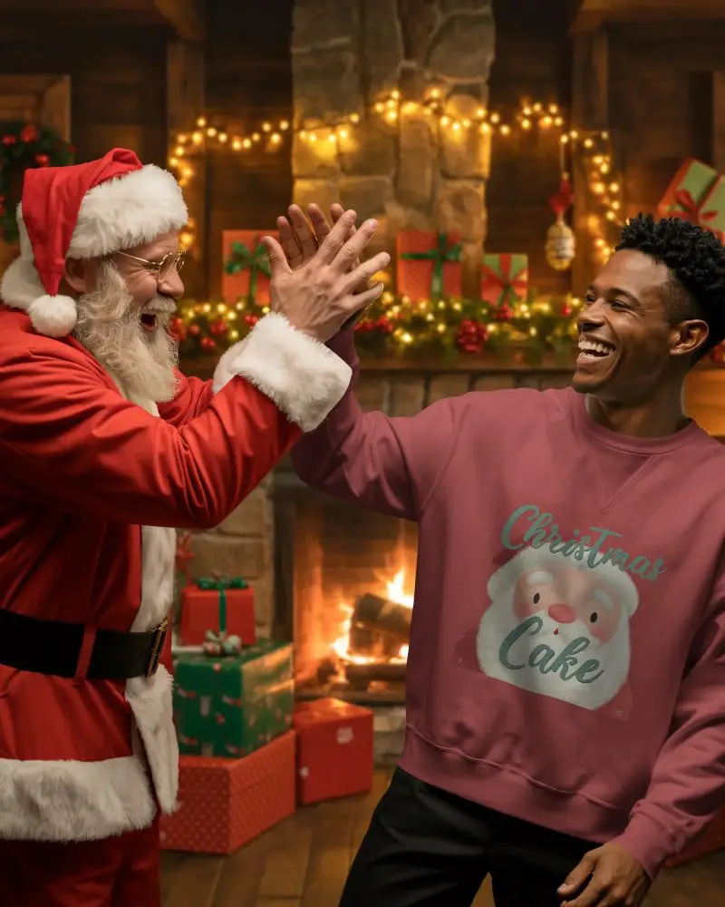 Cozy Crewneck Christmas Sweatshirt Mockup For Winter Fashion And Casual Holiday Outfit Promotion