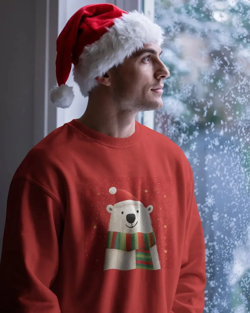Cozy Soft Winter Christmas Sweatshirt Mockup For Holiday Season Apparel Brand Promotion