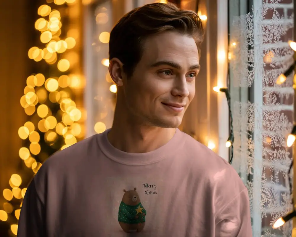 Comfortable Casual Christmas Sweatshirt Mockup For Seasonal Fashion Brand Promotion