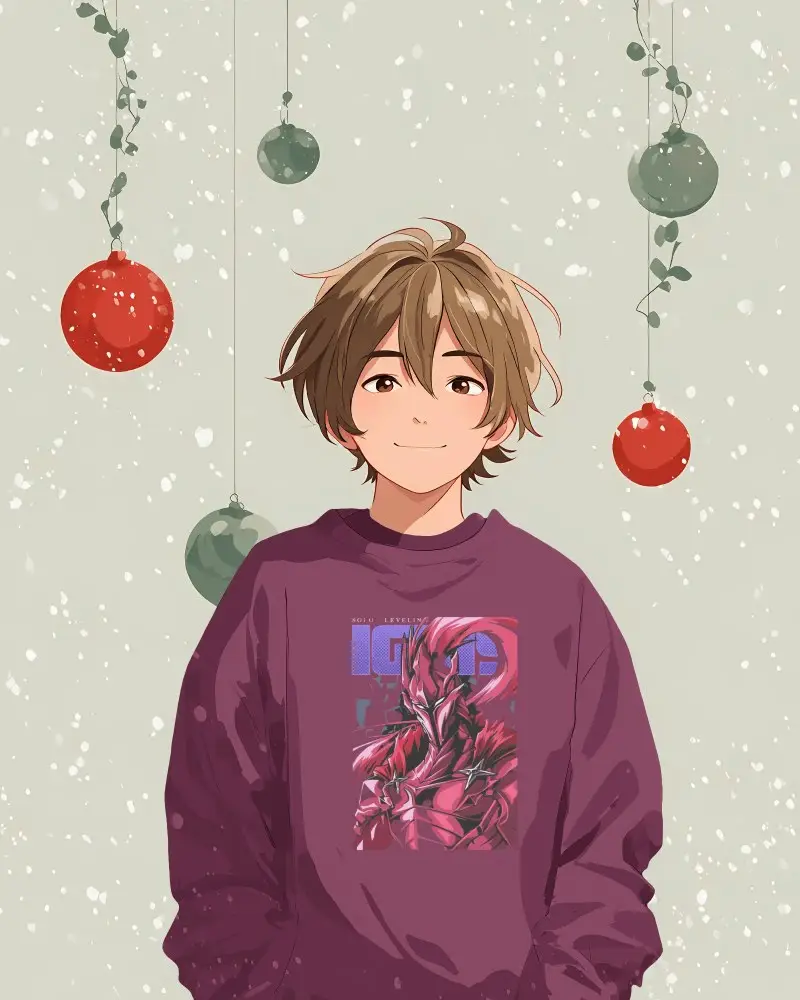 Trendy Soft Worn Anime Winter Sweatshirt Mockup Relaxed Fit Minimalist Style Apparel Design