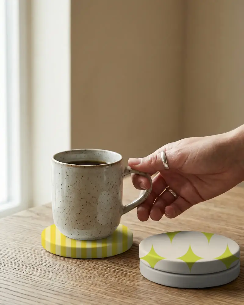 Elegant Compact Drink Coaster Mockups For Promotional Product Display And Branding
