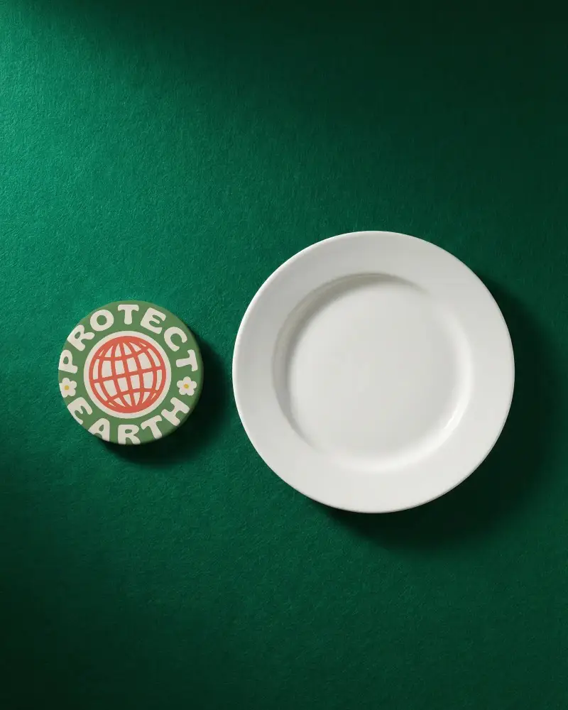 Sleek Round Coaster Mockup To Plain Dinner Plate On Solid Color Background