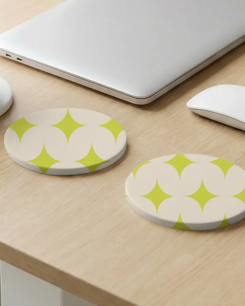 High Quality Coaster Mockup Perfect For Custom Logo Design Presentation On Wood