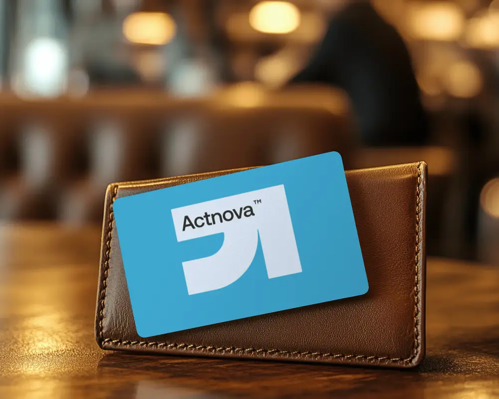 Premium Leather Wallet With Blank Business Card Logo Mockup On Wooden Table Setting