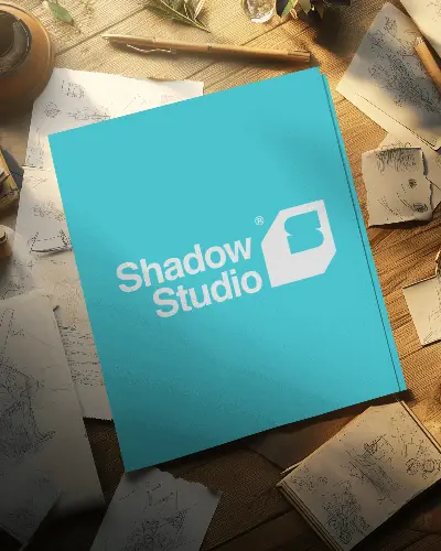 Blank Company Flyer Logo Mockup On Creative Desktop With Sketches For Branding