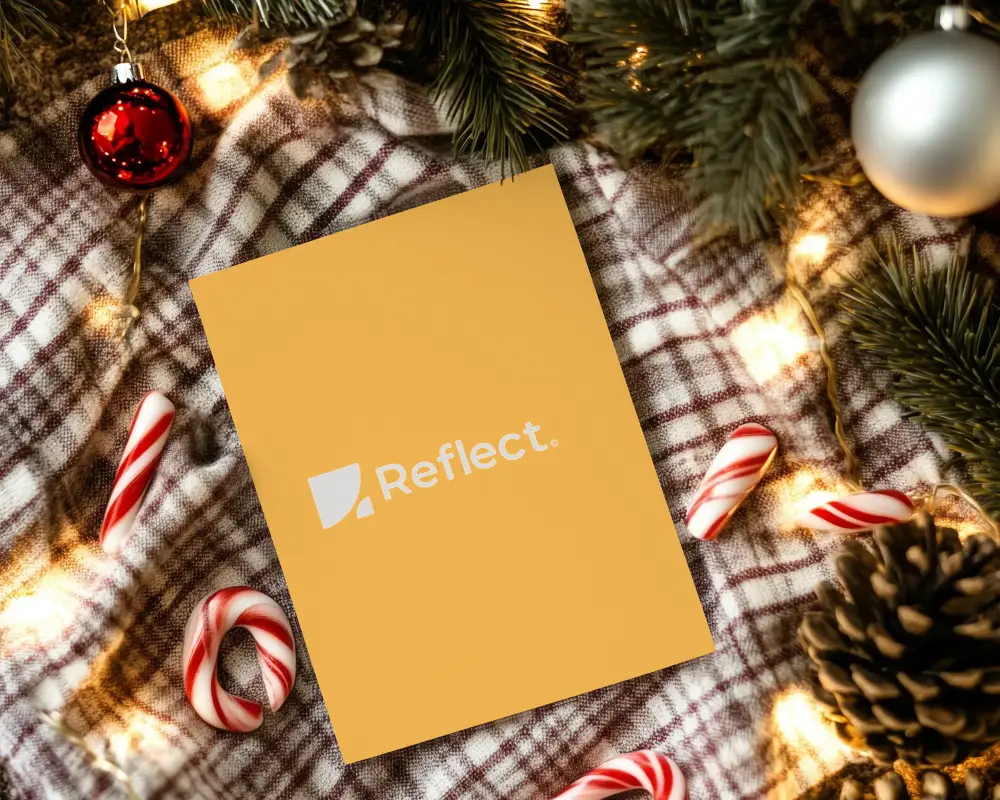 Christmas Corporate Flyer Logo Mockup Showcasing Blank Paper Frame And Decorative Accessories