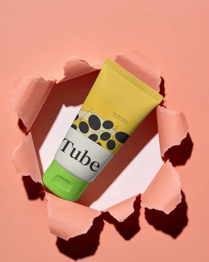 Blank Cosmetic Tube Mockup On Textured Background For Salon Product Advertising