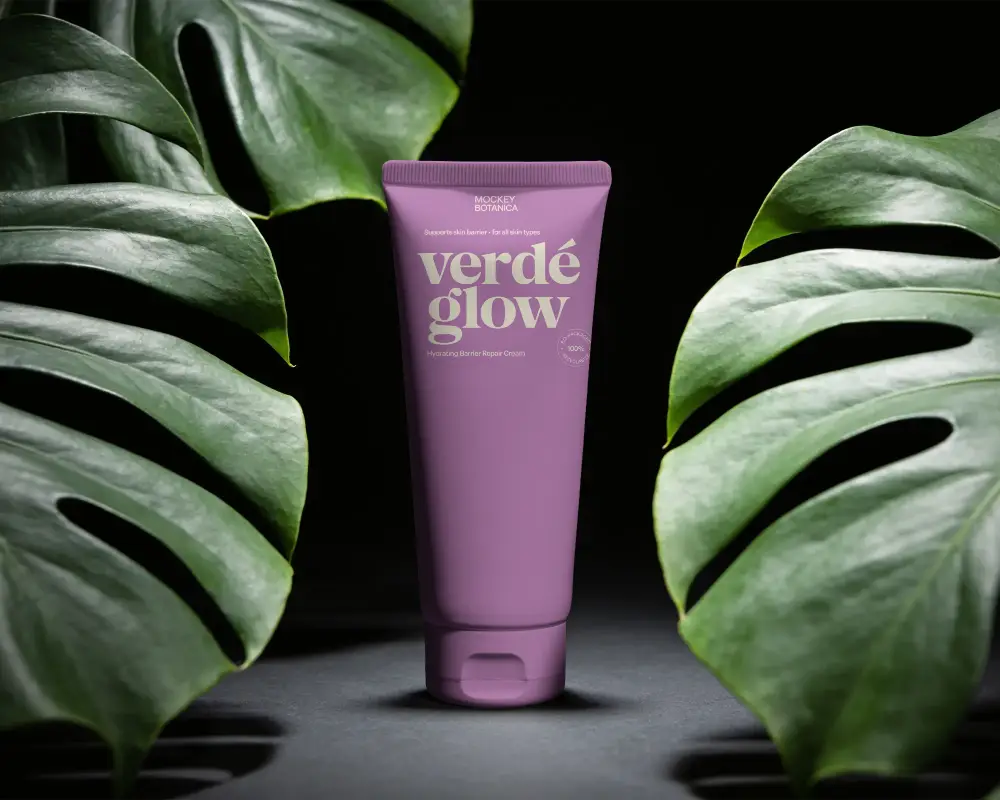 Natural Skin Care Tube Mockup With Large Leaf Background For Organic Beauty Products