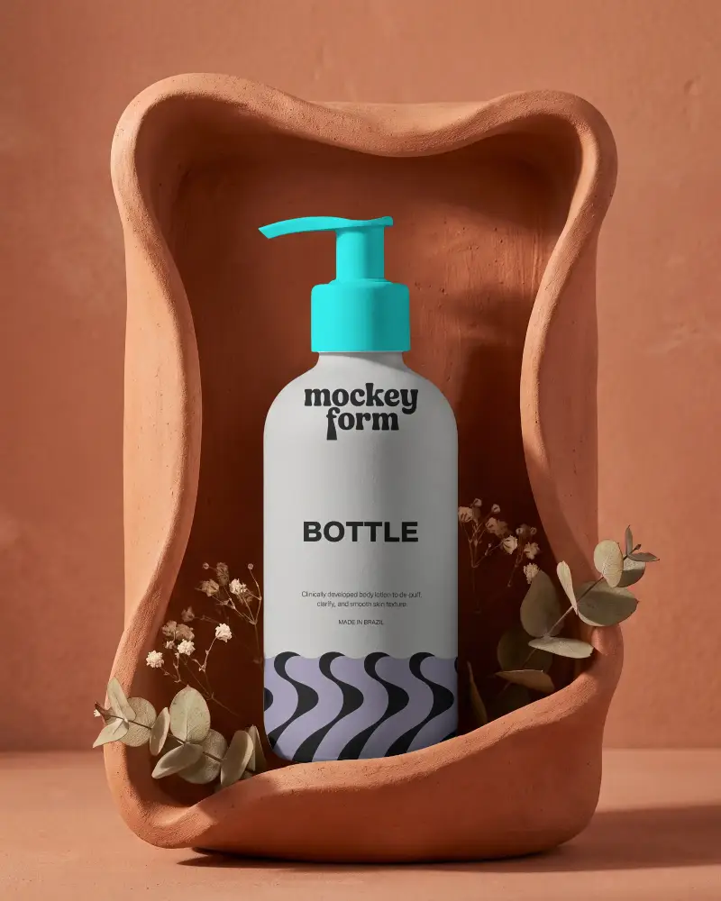 Eco Friendly Cosmetic Bottle Mockup With Organic Minimalist Natural Design Template