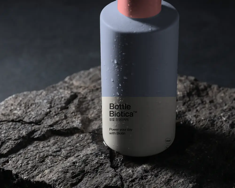 Natural Minimalist Cosmetic Bottle Mockup Droplets On Rough Stone Surface Stylish Presentation