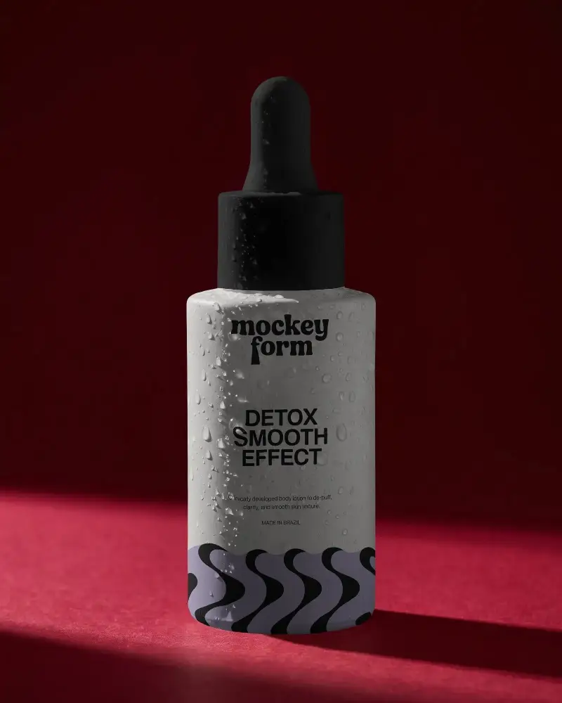 Elegant Cosmetic Dropper Bottle Mockup With Moisture Effect For Branding Use