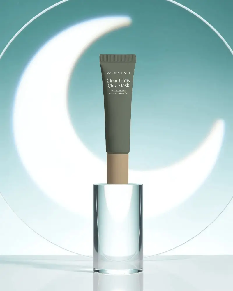 Premium Cosmetic Tube Mockup On Transparent Glass Stand With Modern Lighting Setup