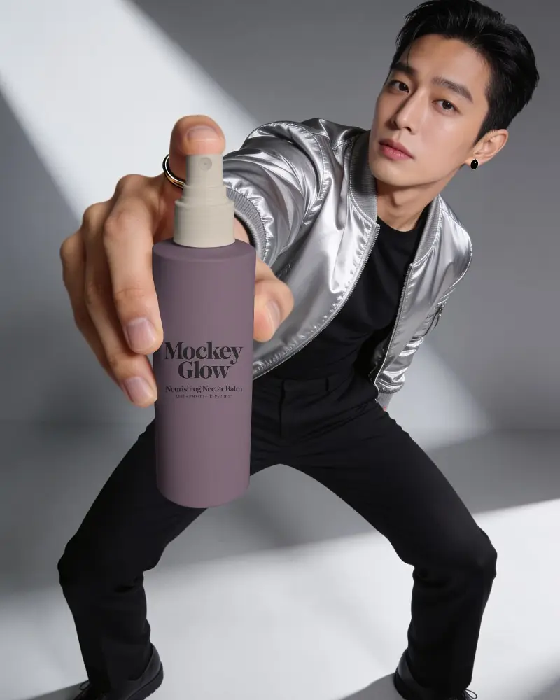 Modern Cosmetic Spray Bottle Mockup For Skincare Product Presentation In Hand
