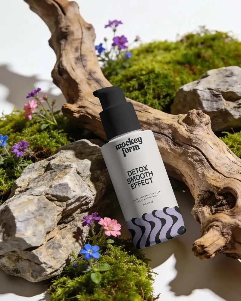 Eco Friendly Cosmetic Packaging Mockup With Organic Elements And Botanical Styling