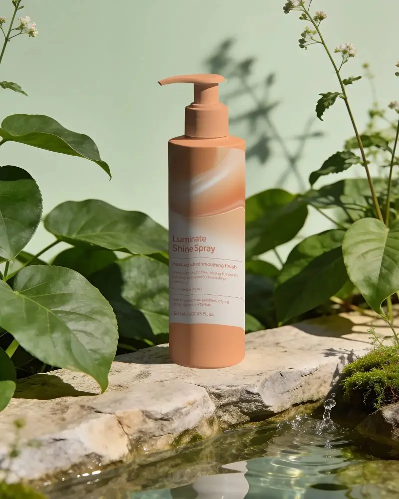 Eco Friendly Cosmetic Packaging Mockup With Natural Plant And Rock Setting