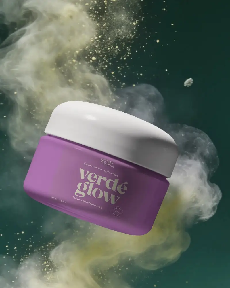 Premium Cosmetic Cream Jar Mockup Floating With Smoke Background For Beauty Brand Promotion