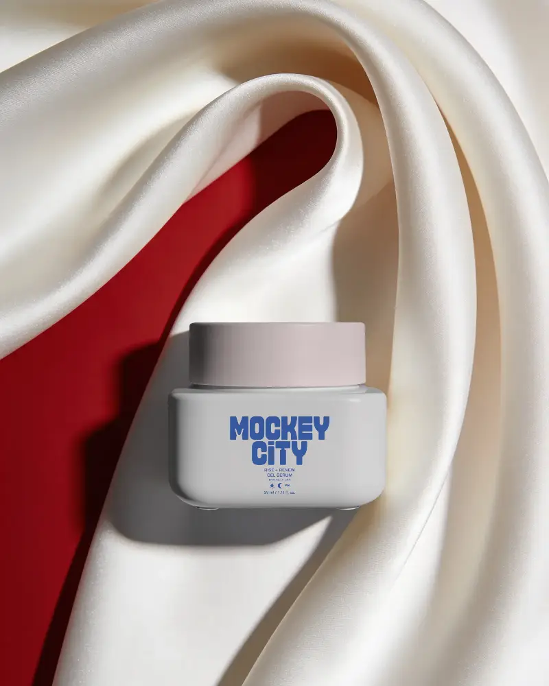 Luxury Cosmetic Cream Jar Mockup On Smooth Fabric Background For Beauty Product