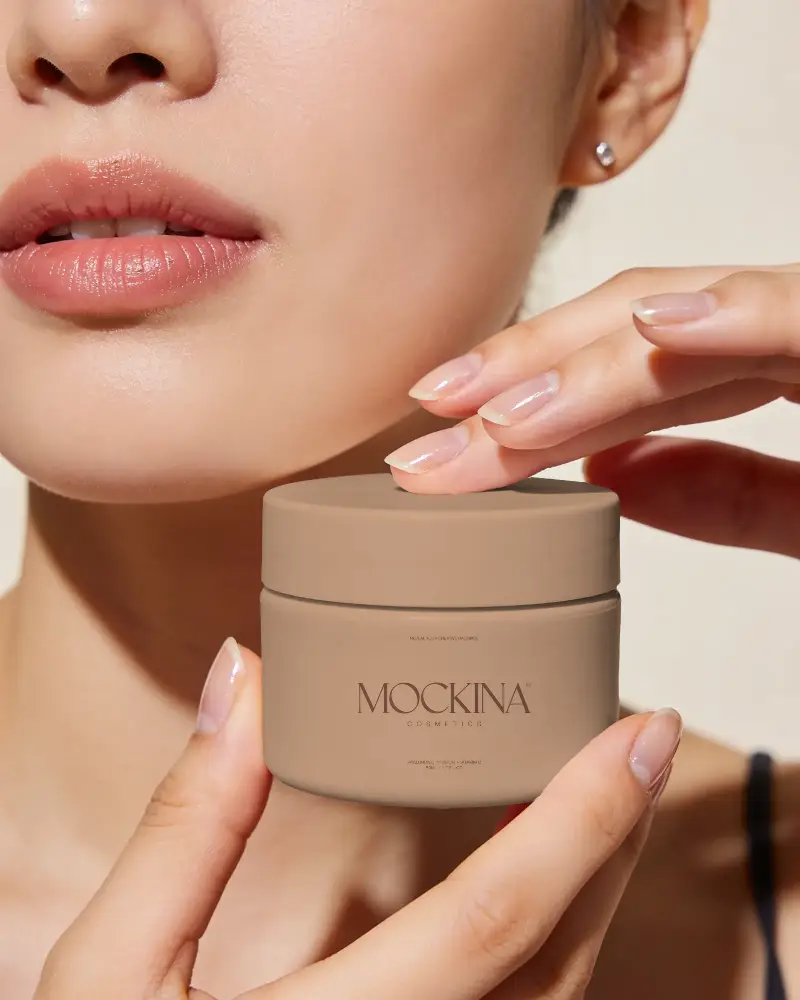 Natural Skincare Cosmetic Jar Mockup For Beauty Product Promotion And Marketing Campaigns