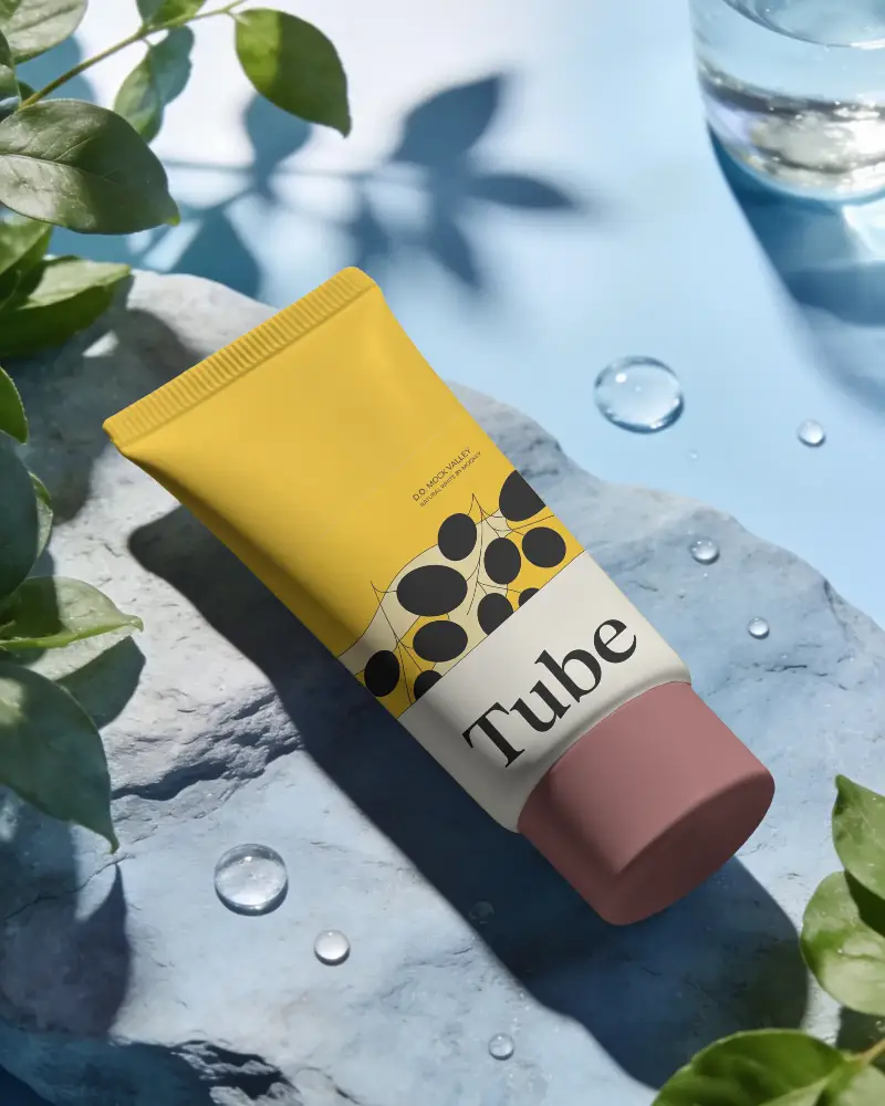 Natural Skincare Packaging Cosmetic Mockup For Beauty Brand Presentation Template