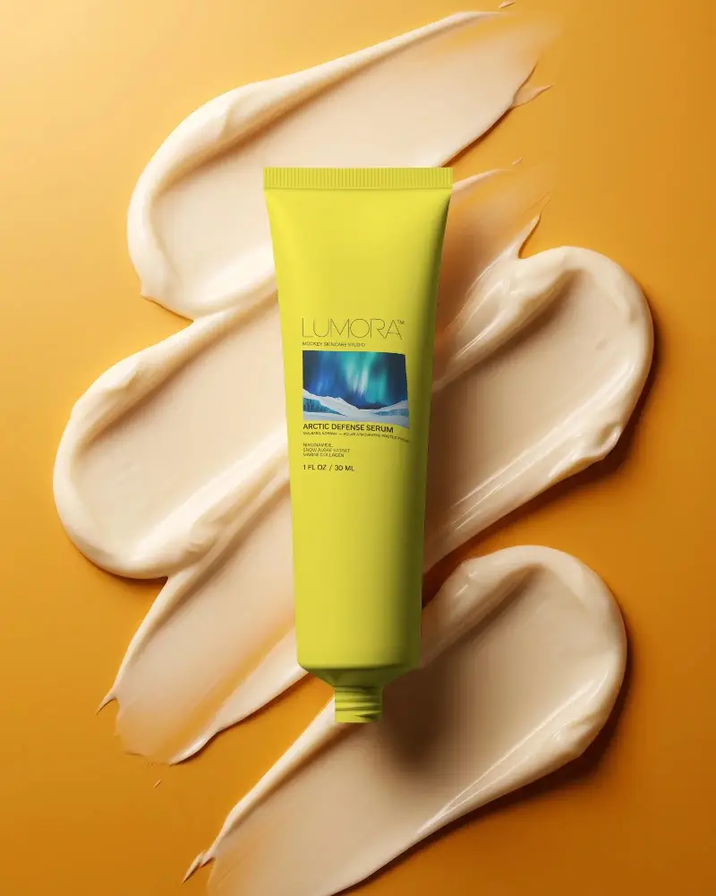 Sleek Cosmetic Tube Mockup With Cream Texture Background For Beauty Product Promotion