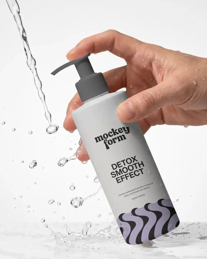 Minimalist Cosmetic Pump Bottle Mockup For Hydrating And Cleansing Product Presentation