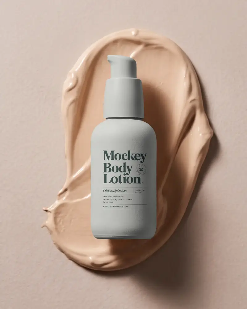 Matte Finish Cosmetic Mockup Bottle With Thick Foundation Swirl On Surface