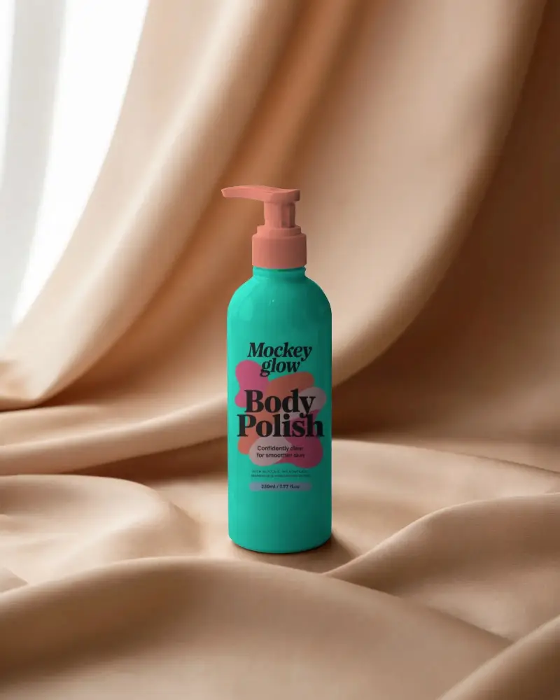 Elegant Smooth Silky Cosmetic Pump Bottle Mockup On Soft Draped Fabric Background