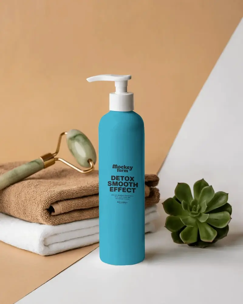 Pump Bottle Cosmetic Mockup For Skincare Brand Presentation And Beauty Product Showcase