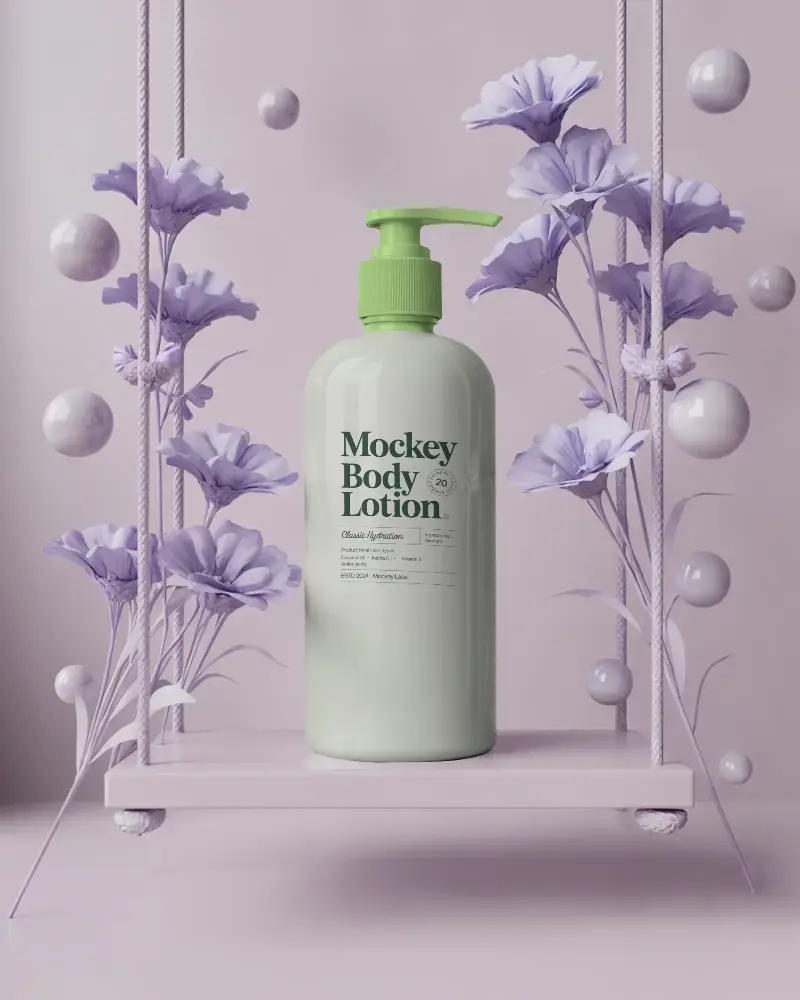 Premium Cosmetic Pump Bottle Mockup For Luxury Skin Care Product Packaging Display 