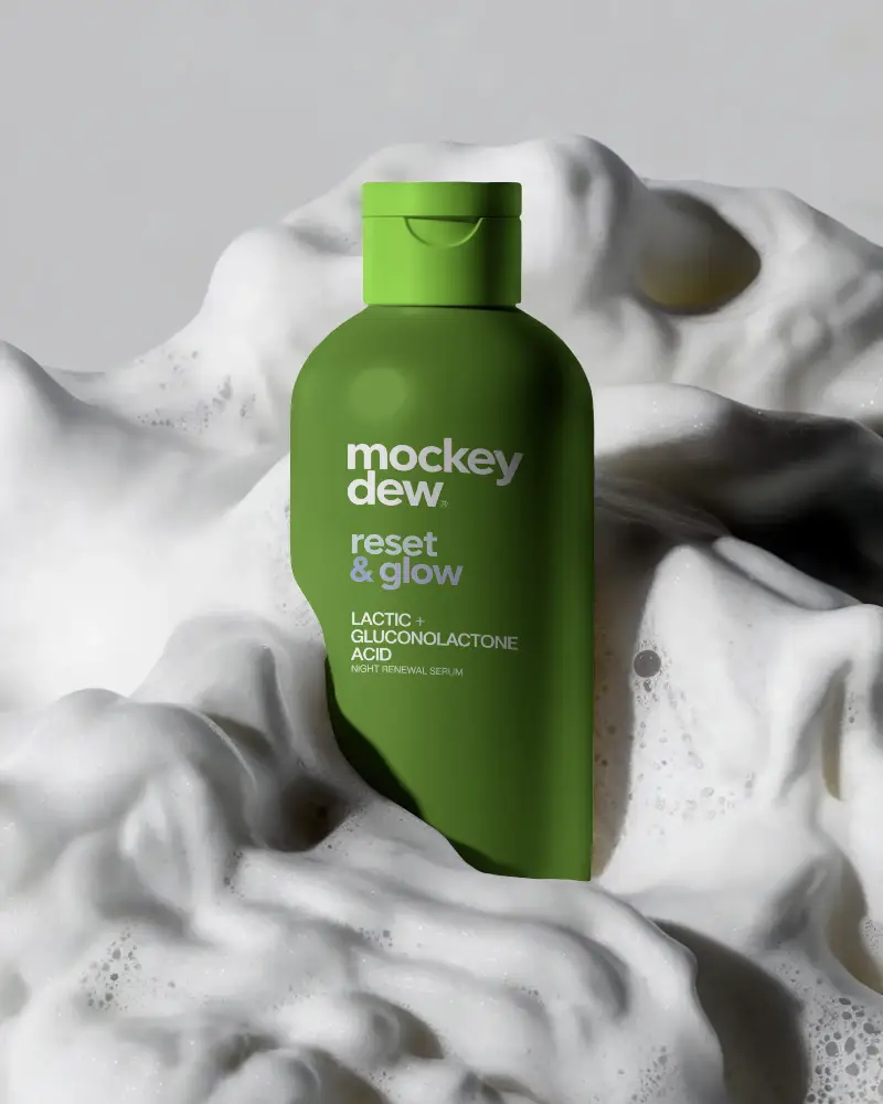 Cosmetic Packaging Mockup With Flip Top Cap Surrounded By Soft Lather Foam Design
