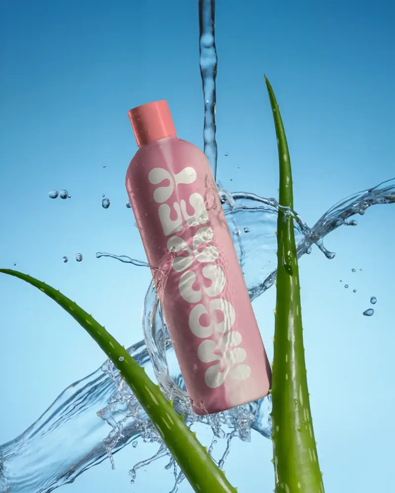 Refreshing Water Infused Skin Care Bottle Mockup Aloe Vera Extract Natural Cosmetic Packaging