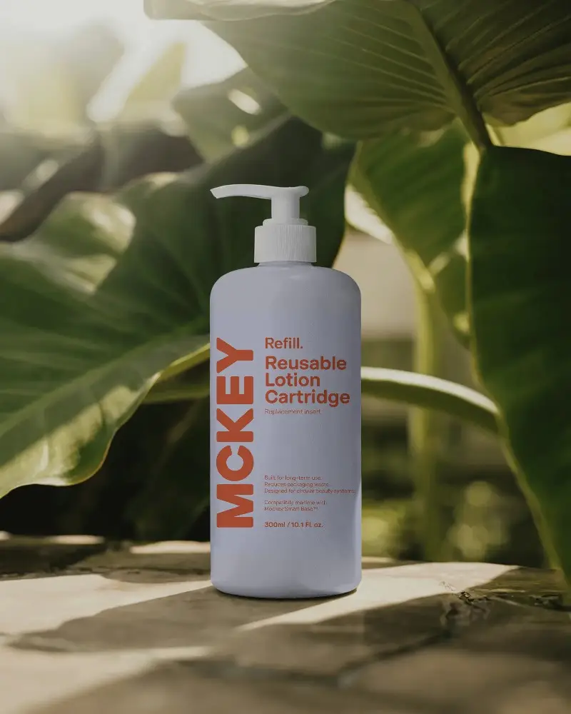 Natural Skincare Pump Bottle Mockup With Tropical Leaves Background For Branding