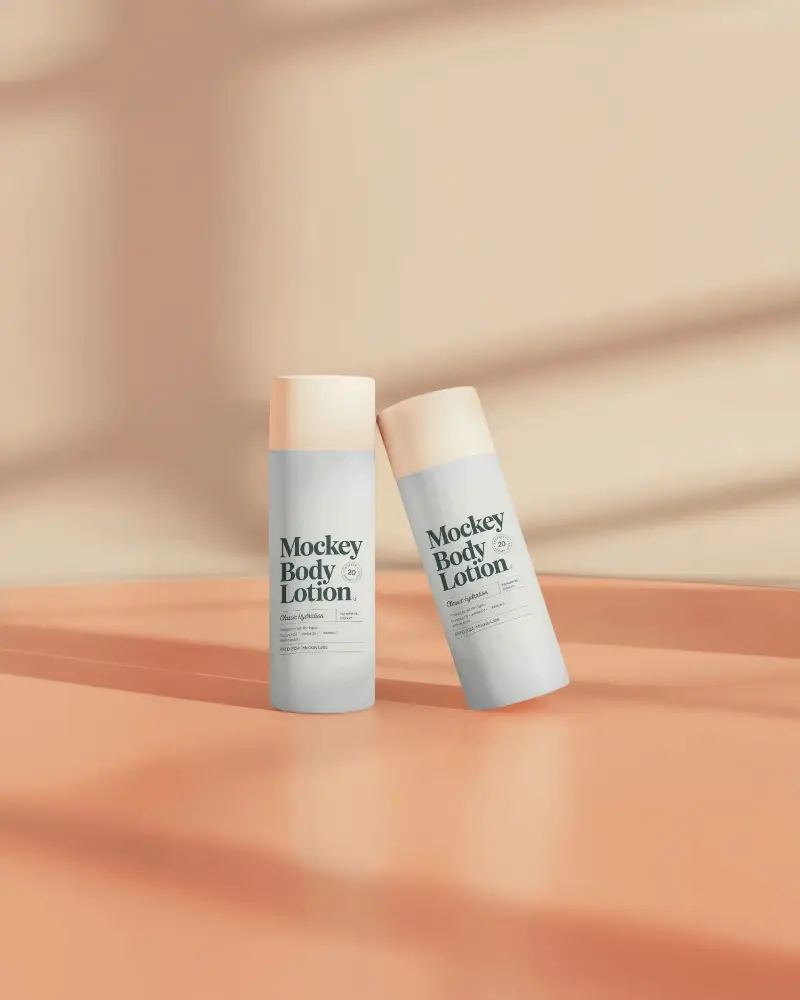 Modern Cosmetic Bottle Mockup With Cream Cap Design For Brand Promotion And Advertising