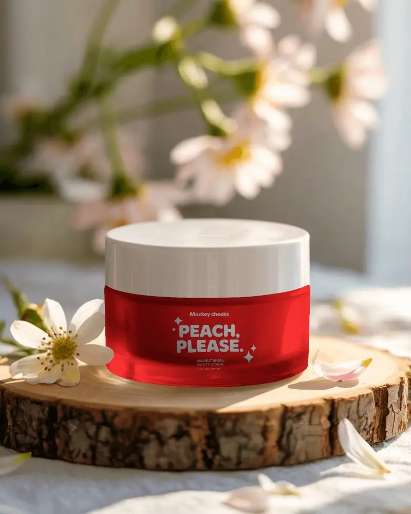 Natural Skincare Cream Jar Mockup With Floral Background For Beauty Products