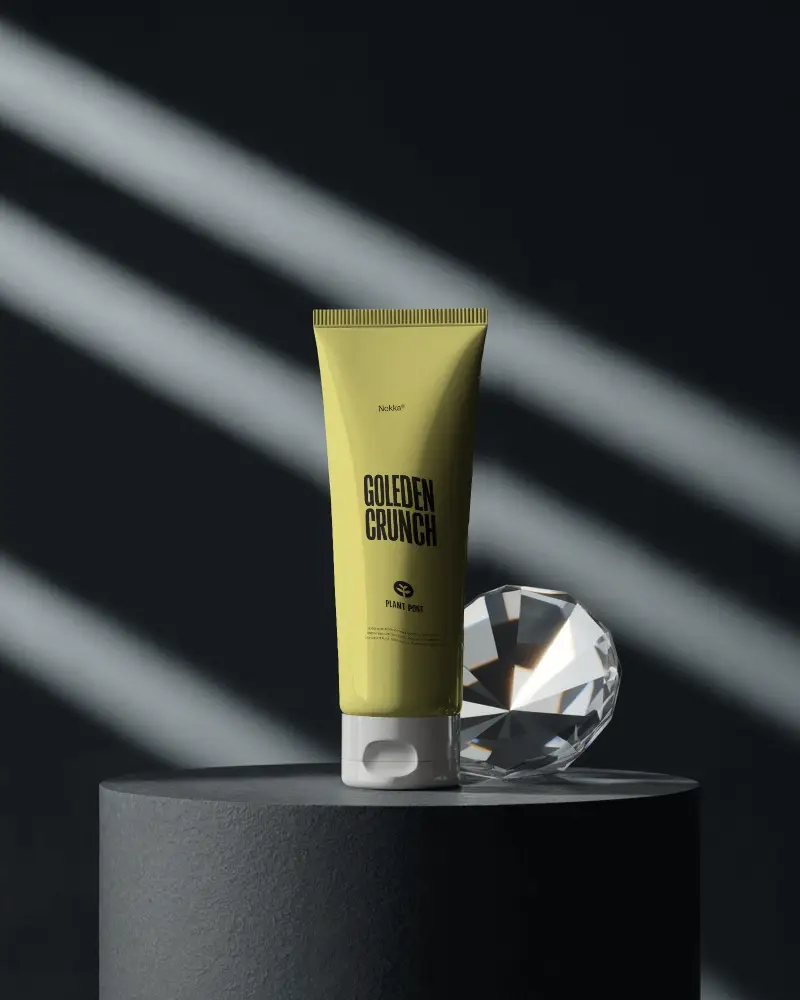 Premium Cosmetic Tube Mockup With Luxury Gemstone For Beauty Product Presentation