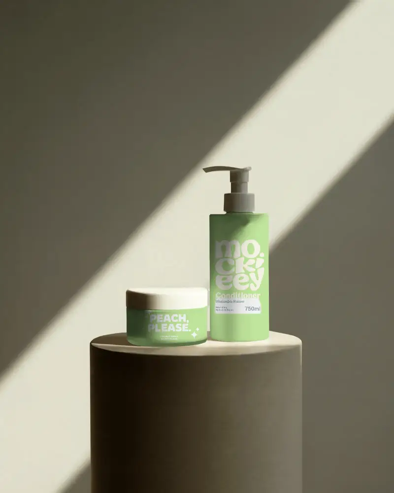 Modern Cosmetic Packaging Mockup Minimalist Beauty Jar And Pump Bottle On Pedestal