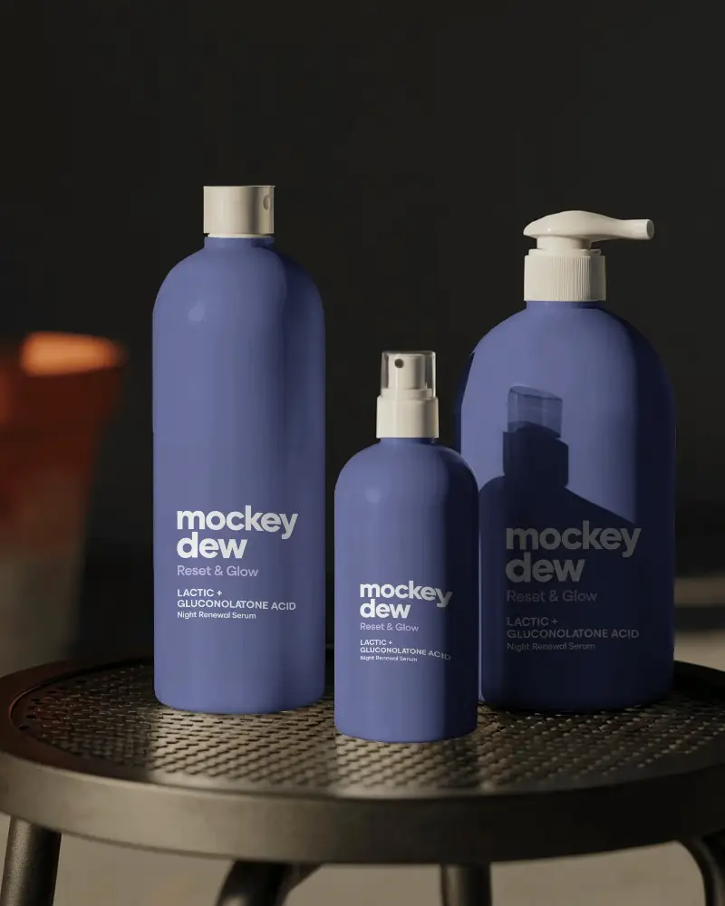 Premium Cosmetic Mockup Mockup With Pump And Spray Bottle For Product Presentation