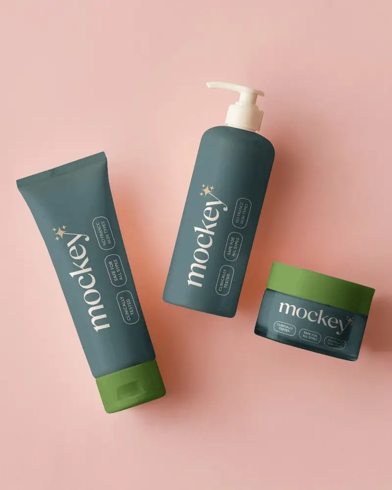 Modern Cosmetic Bottles And Tube Mockup For Beauty Product Label Design